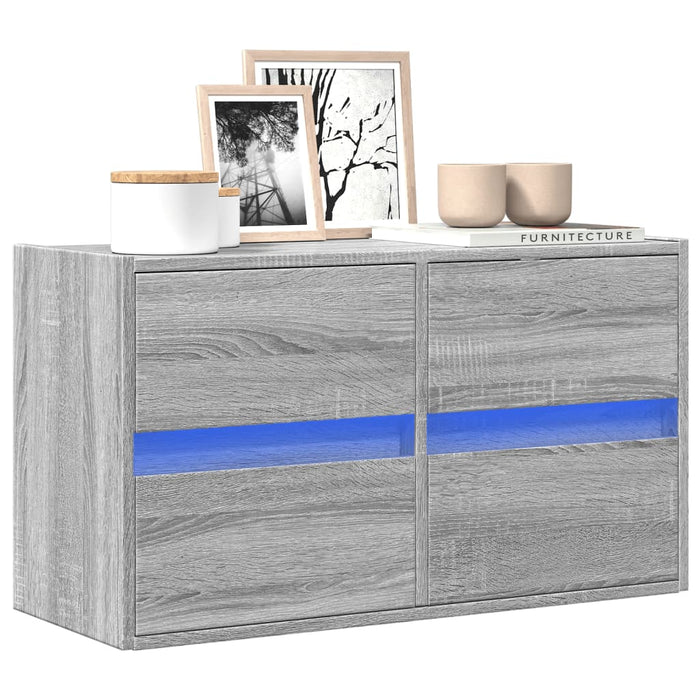 Comodă TV de perete cu lumini LED, gri sonoma, 80x31x45 cm - WALTI WALTI