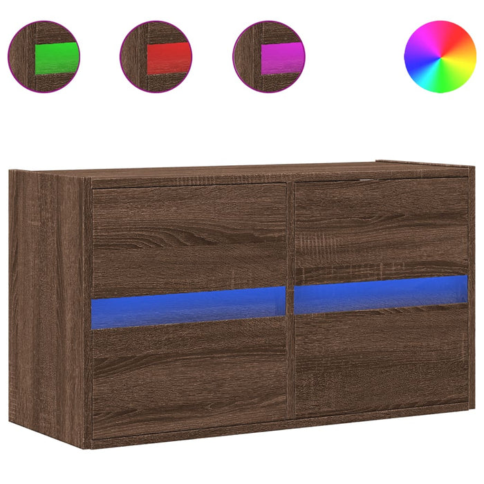 Comodă TV de perete cu lumini LED, stejar maro, 80x31x45 cm - WALTI WALTI