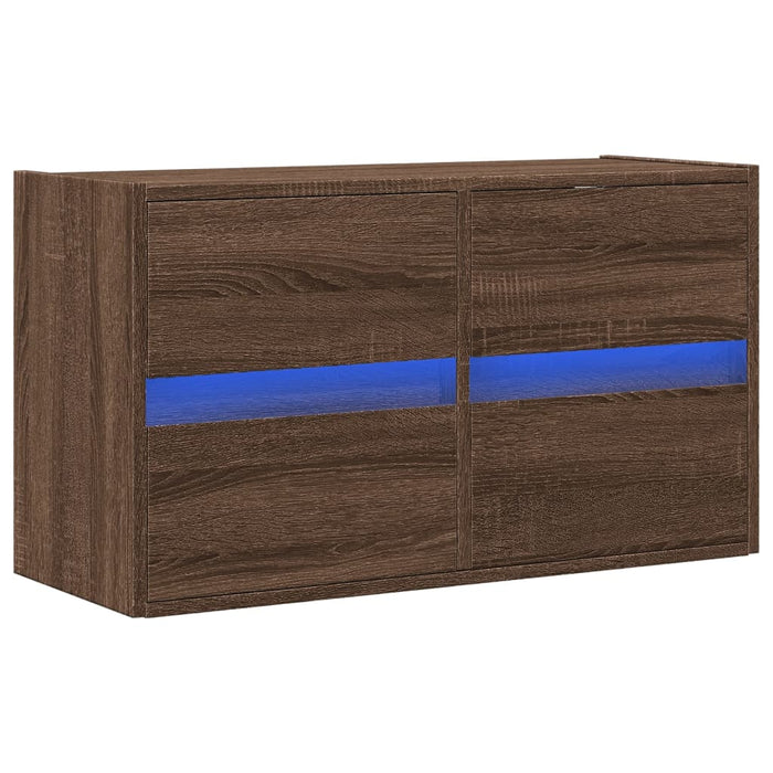 Comodă TV de perete cu lumini LED, stejar maro, 80x31x45 cm - WALTI WALTI