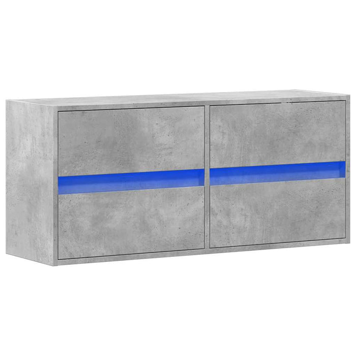 Comodă TV de perete cu lumini LED, gri beton, 100x31x45 cm - WALTI WALTI