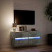Comodă TV de perete cu lumini LED, gri beton, 100x31x45 cm - WALTI WALTI