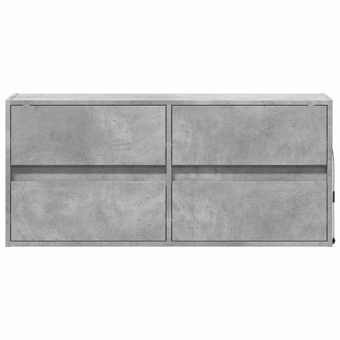 Comodă TV de perete cu lumini LED, gri beton, 100x31x45 cm - WALTI WALTI