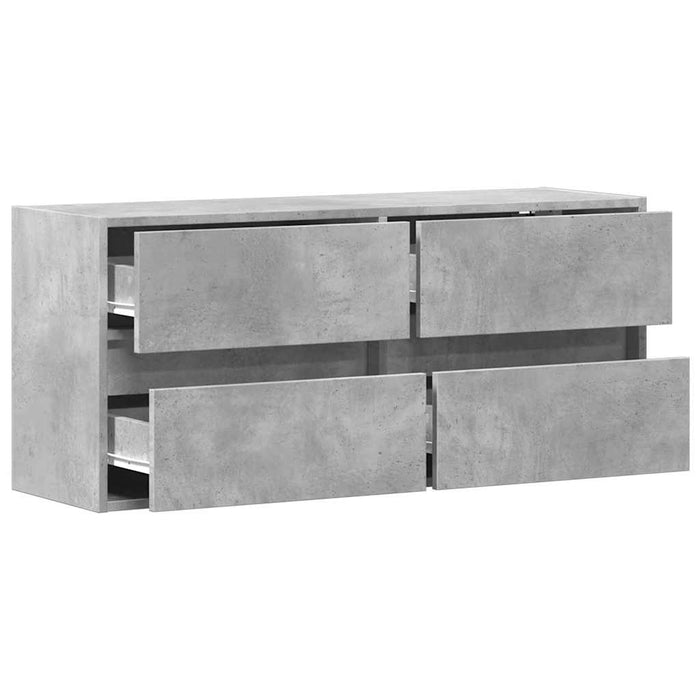 Comodă TV de perete cu lumini LED, gri beton, 100x31x45 cm - WALTI WALTI
