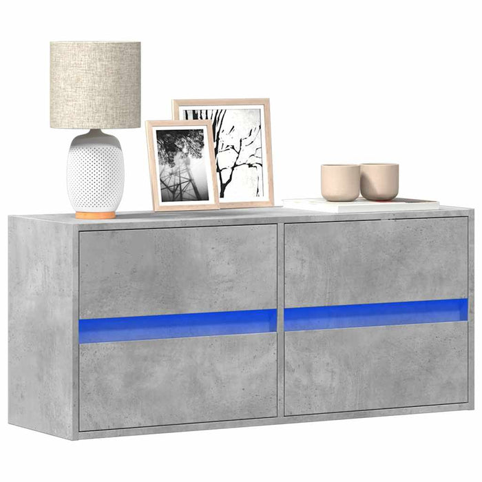 Comodă TV de perete cu lumini LED, gri beton, 100x31x45 cm - WALTI WALTI
