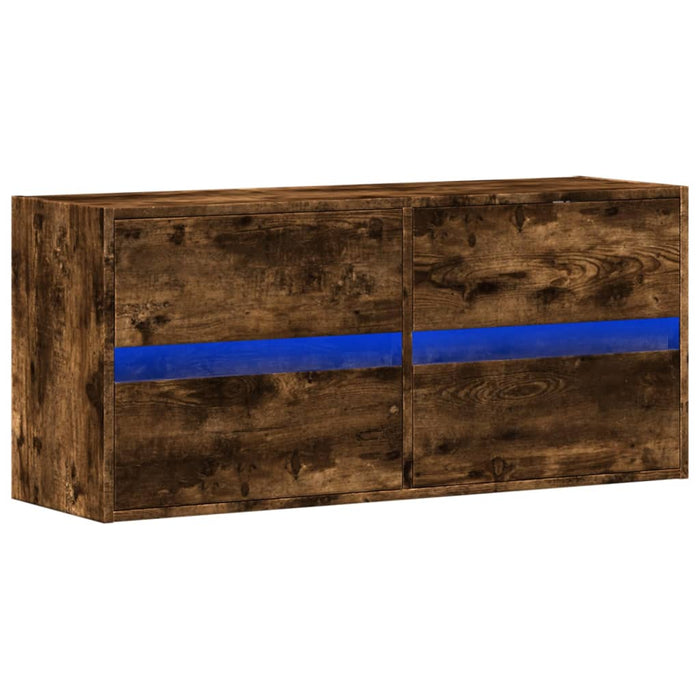 Comodă TV de perete cu lumini LED, stejar fumuriu, 100x31x45 cm - WALTI WALTI