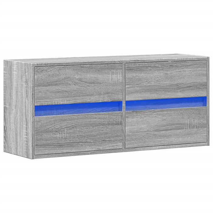 Comodă TV de perete cu lumini LED, gri sonoma, 100x31x45 cm - WALTI WALTI