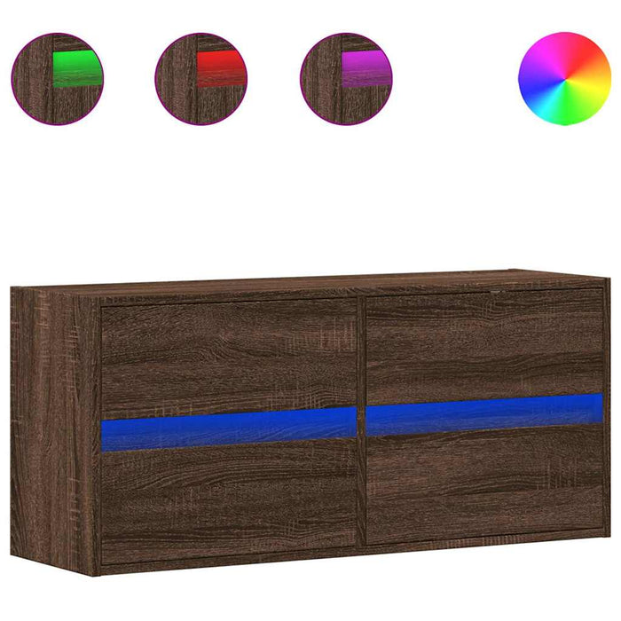 Comodă TV de perete cu lumini LED, stejar maro, 100x31x45 cm - WALTI WALTI