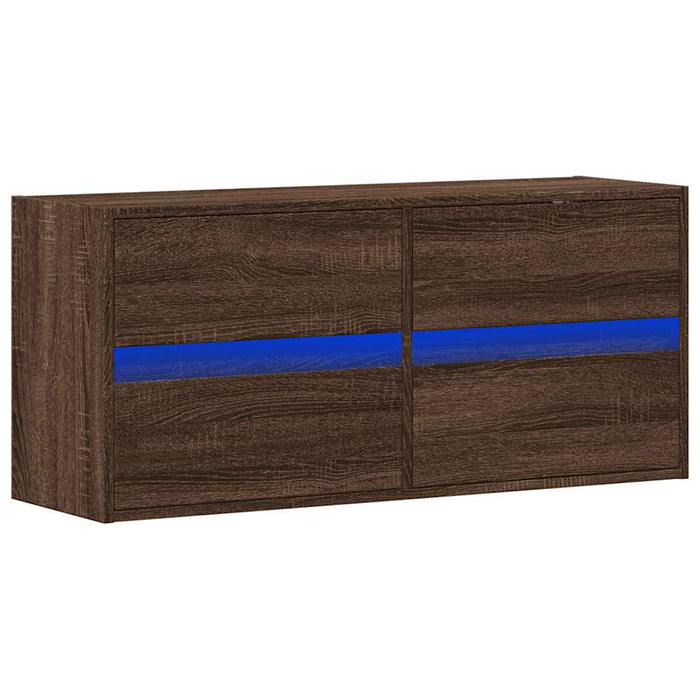 Comodă TV de perete cu lumini LED, stejar maro, 100x31x45 cm - WALTI WALTI