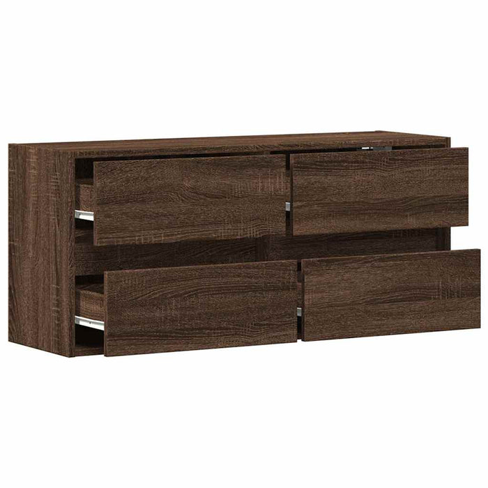 Comodă TV de perete cu lumini LED, stejar maro, 100x31x45 cm - WALTI WALTI