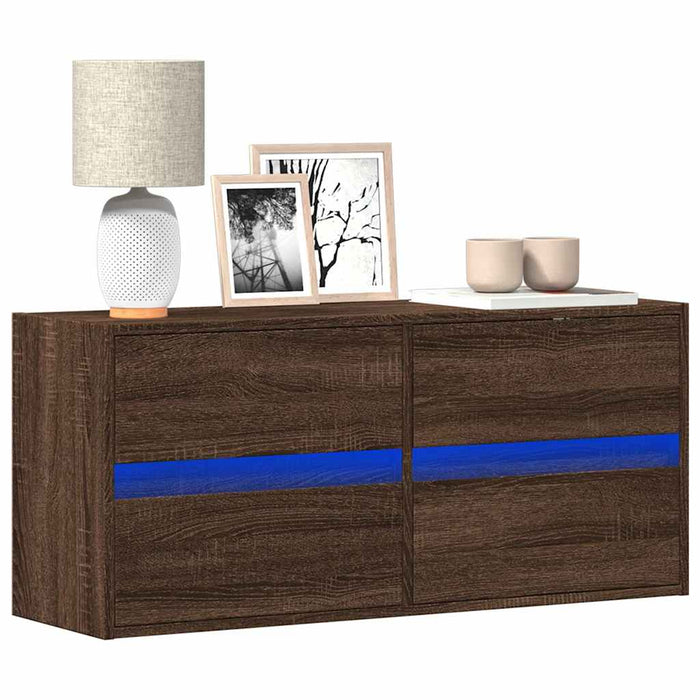 Comodă TV de perete cu lumini LED, stejar maro, 100x31x45 cm - WALTI WALTI