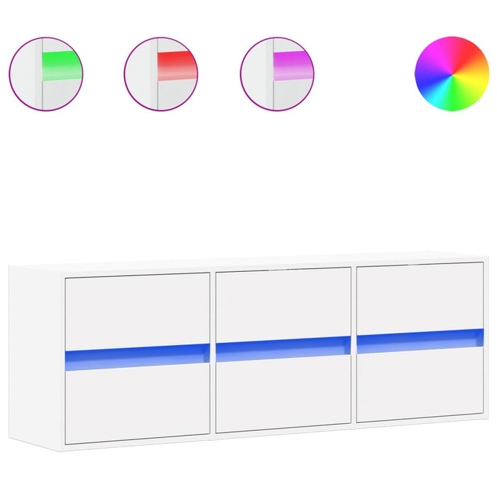 Comodă TV de perete cu lumini LED, alb, 130x31x45 cm - WALTI WALTI