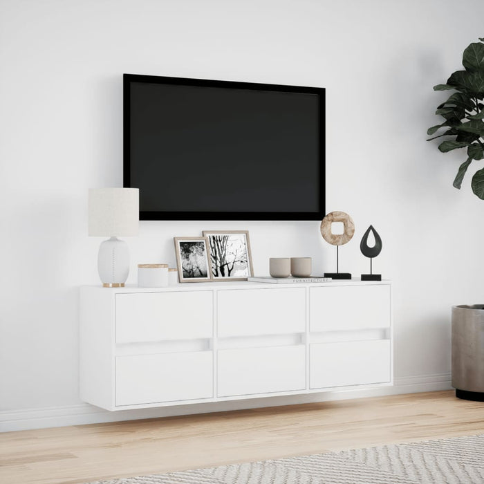 Comodă TV de perete cu lumini LED, alb, 130x31x45 cm - WALTI WALTI