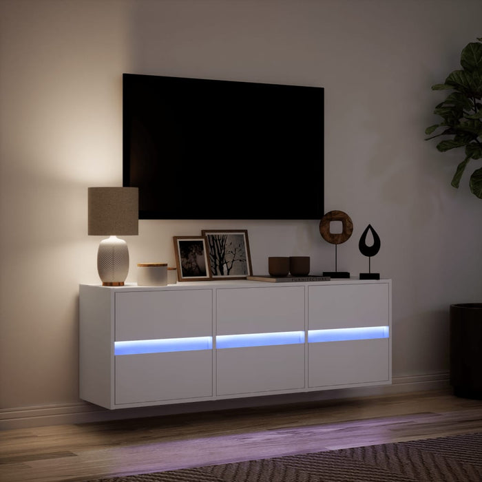 Comodă TV de perete cu lumini LED, alb, 130x31x45 cm - WALTI WALTI