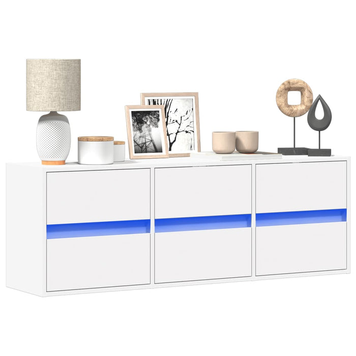 Comodă TV de perete cu lumini LED, alb, 130x31x45 cm - WALTI WALTI