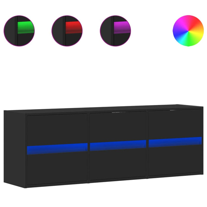 Dulap TV de perete cu lumini LED negru 130x31x45 cm WALTI