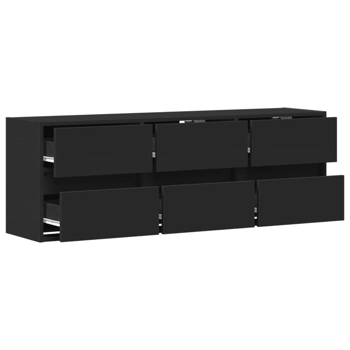 Dulap TV de perete cu lumini LED negru 130x31x45 cm WALTI