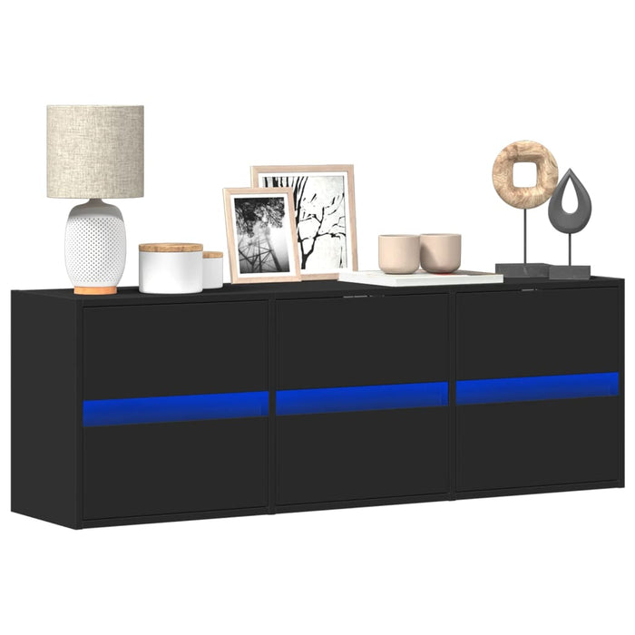Dulap TV de perete cu lumini LED negru 130x31x45 cm WALTI