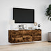 Comodă TV de perete cu lumini LED, stejar fumuriu, 130x31x45 cm - WALTI WALTI