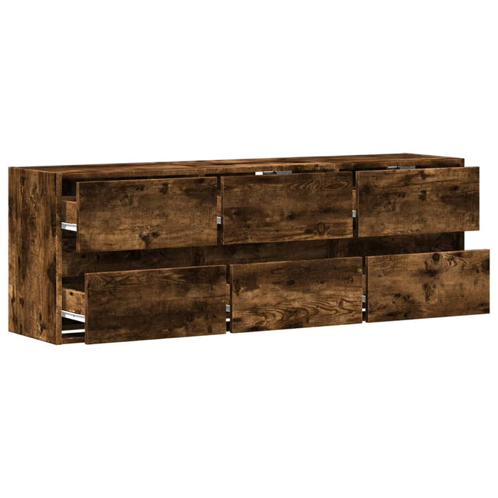 Comodă TV de perete cu lumini LED, stejar fumuriu, 130x31x45 cm - WALTI WALTI