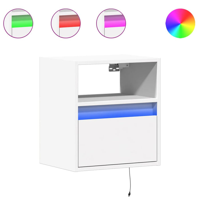 Comodă TV de perete cu lumini LED, alb, 41x31x45 cm - WALTI WALTI