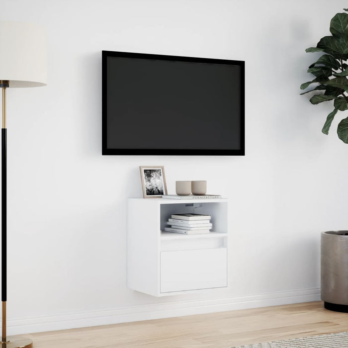 Comodă TV de perete cu lumini LED, alb, 41x31x45 cm - WALTI WALTI