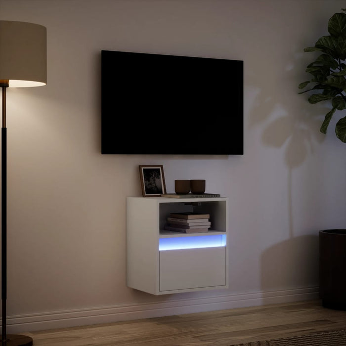 Comodă TV de perete cu lumini LED, alb, 41x31x45 cm - WALTI WALTI