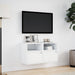 Comode TV de perete cu lumini LED, 2 buc., alb, 41x31x45 cm - WALTI WALTI