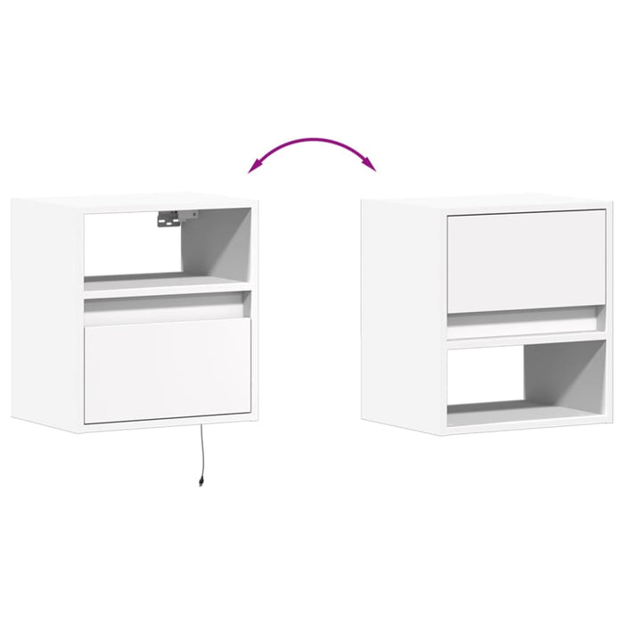 Comode TV de perete cu lumini LED, 2 buc., alb, 41x31x45 cm - WALTI WALTI