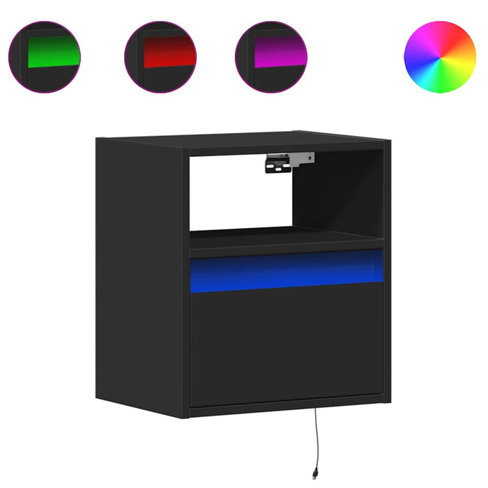 Dulap TV de perete cu lumini LED negru 41x31x45 cm WALTI