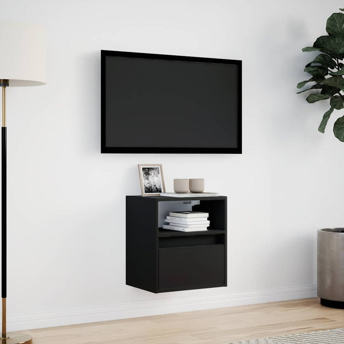 Dulap TV de perete cu lumini LED negru 41x31x45 cm WALTI