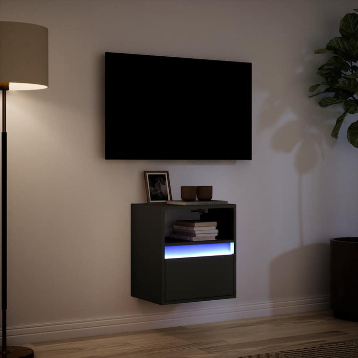 Dulap TV de perete cu lumini LED negru 41x31x45 cm WALTI