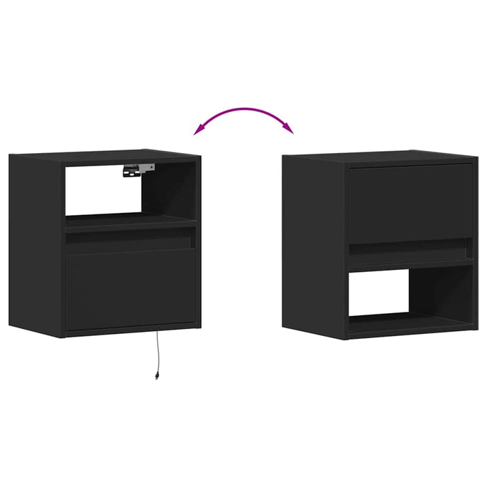 Dulap TV de perete cu lumini LED negru 41x31x45 cm WALTI