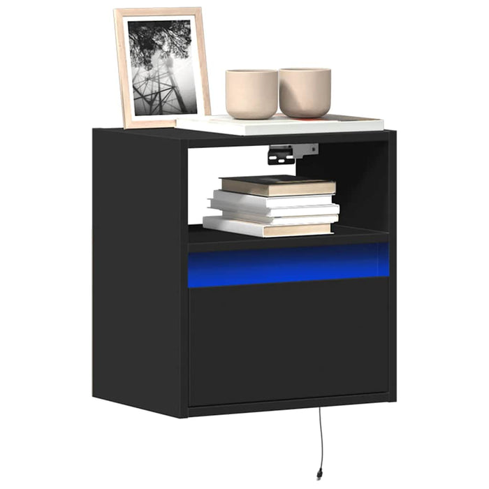 Dulap TV de perete cu lumini LED negru 41x31x45 cm WALTI