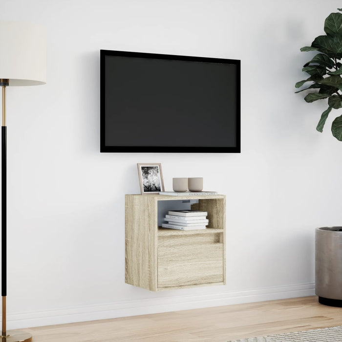 Comodă TV de perete cu lumini LED, stejar sonoma, 41x31x45 cm - WALTI WALTI