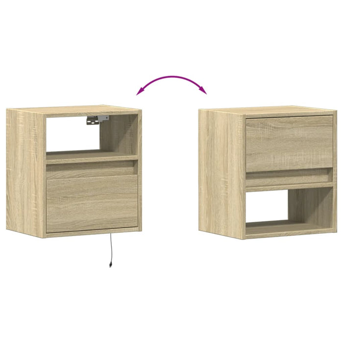 Comodă TV de perete cu lumini LED, stejar sonoma, 41x31x45 cm - WALTI WALTI