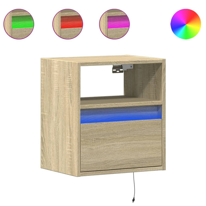Comodă TV de perete cu LED, 2 buc. stejar sonoma, 41x31x45 cm - WALTI WALTI