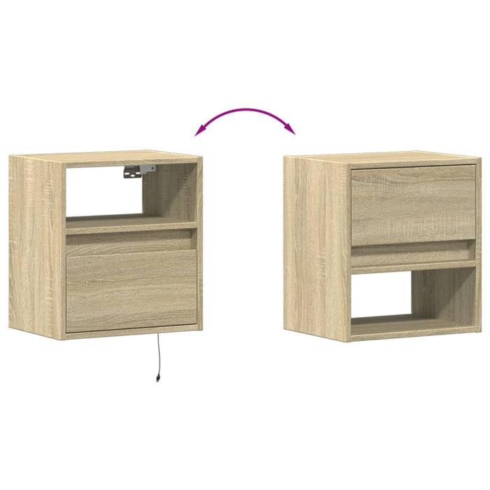 Comodă TV de perete cu LED, 2 buc. stejar sonoma, 41x31x45 cm - WALTI WALTI