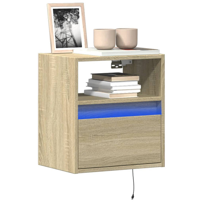 Comodă TV de perete cu LED, 2 buc. stejar sonoma, 41x31x45 cm - WALTI WALTI