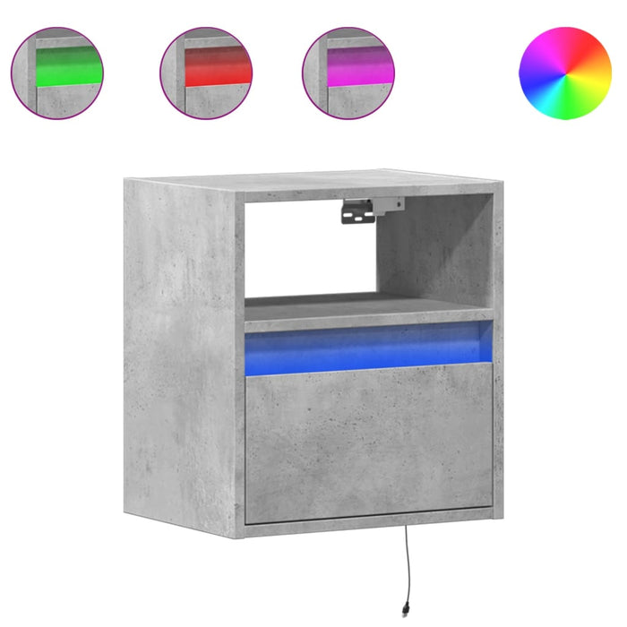 Comodă TV de perete cu lumini LED, gri beton, 41x31x45 cm - WALTI WALTI