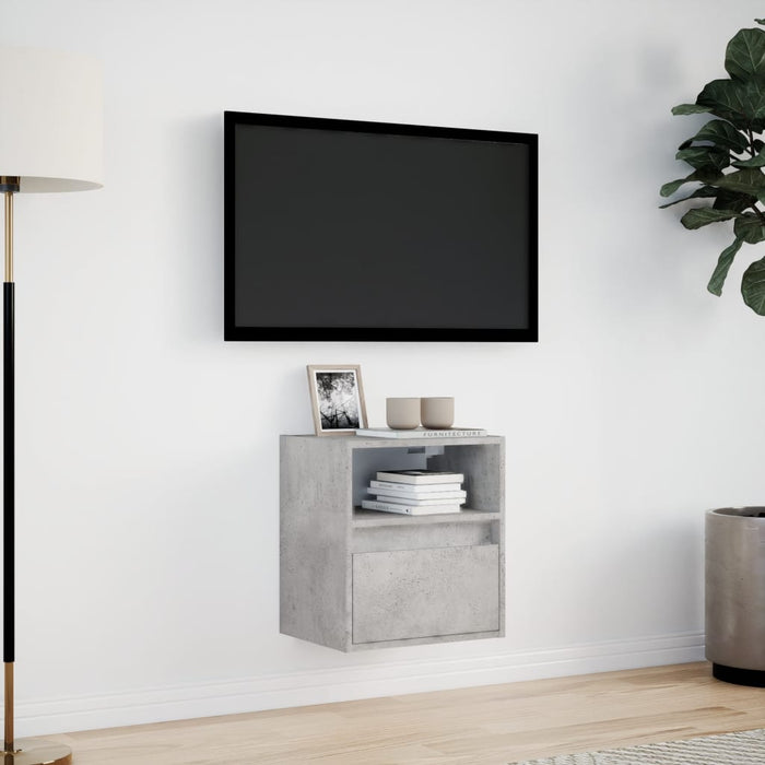 Comodă TV de perete cu lumini LED, gri beton, 41x31x45 cm - WALTI WALTI