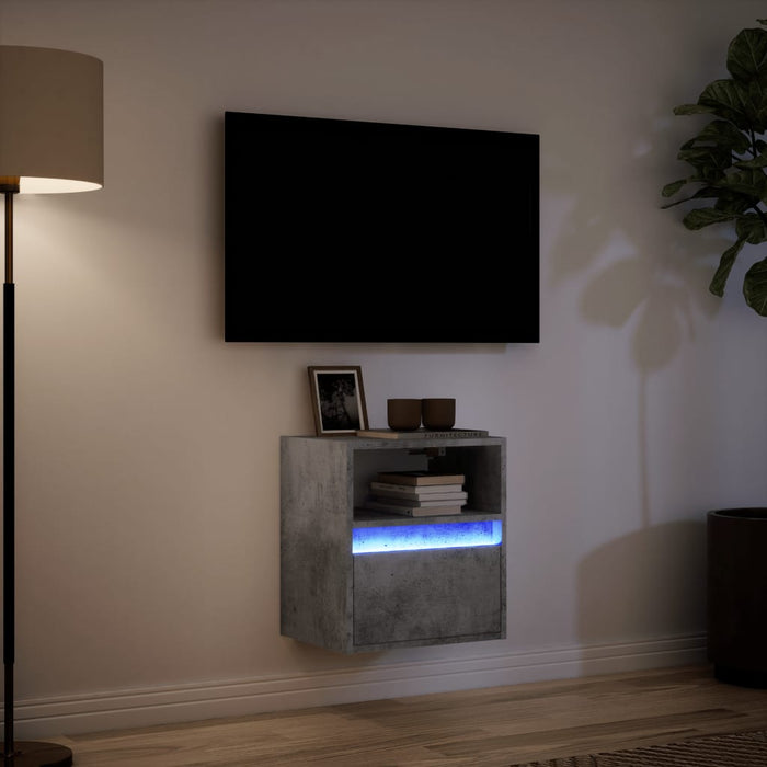 Comodă TV de perete cu lumini LED, gri beton, 41x31x45 cm - WALTI WALTI