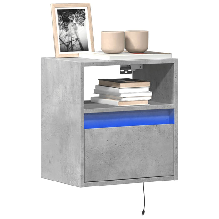 Comodă TV de perete cu lumini LED, gri beton, 41x31x45 cm - WALTI WALTI