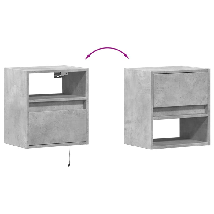 Comode TV de perete cu lumini LED 2 buc. gri beton 41x31x45 cm - WALTI WALTI