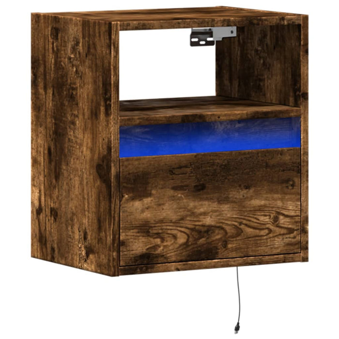 Comodă TV de perete cu lumini LED, stejar fumuriu, 41x31x45 cm - WALTI WALTI