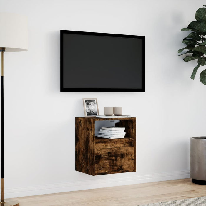 Comodă TV de perete cu lumini LED, stejar fumuriu, 41x31x45 cm - WALTI WALTI
