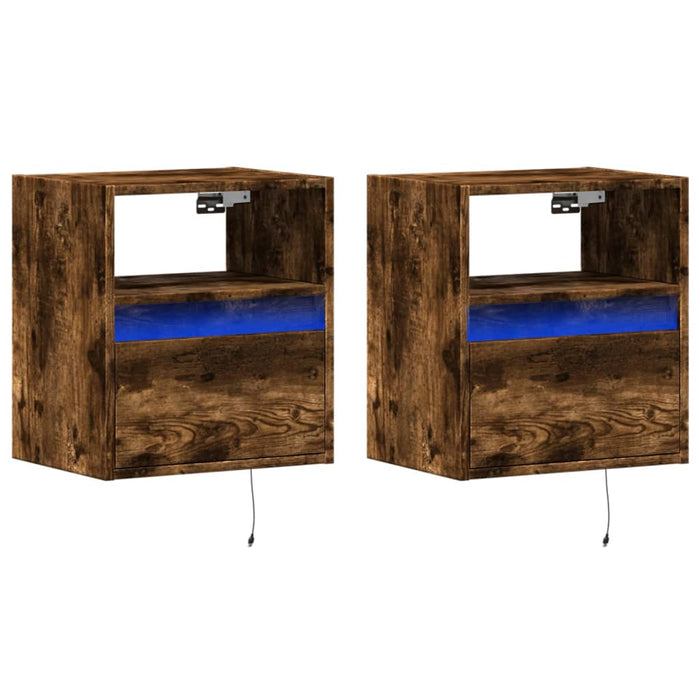 Comodă TV de perete cu LED, 2 buc. stejar fumuriu, 41x31x45 cm - WALTI WALTI