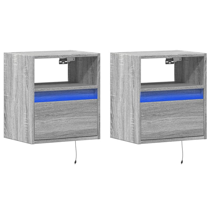 Comodă TV de perete cu LED, 2 buc, gri sonoma, 41x31x45 cm - WALTI WALTI