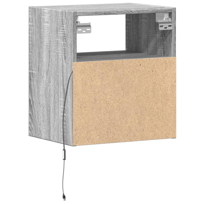 Comodă TV de perete cu LED, 2 buc, gri sonoma, 41x31x45 cm - WALTI WALTI