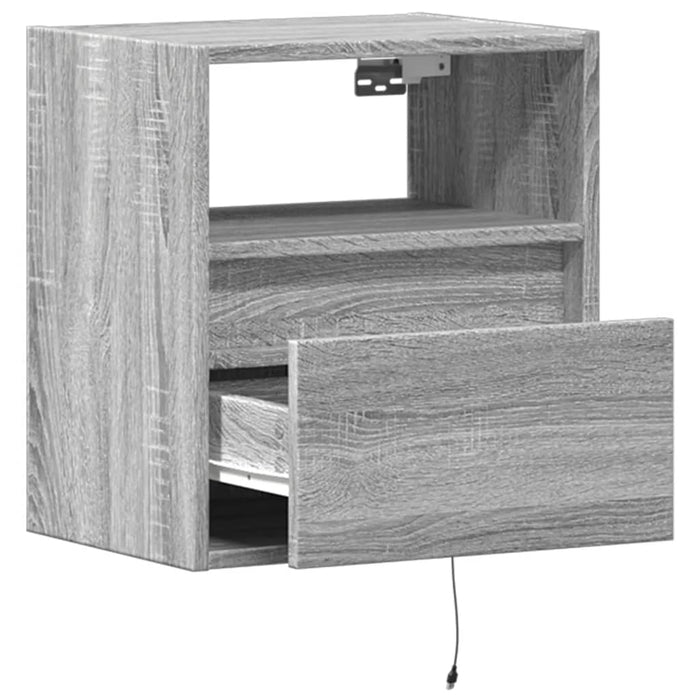 Comodă TV de perete cu LED, 2 buc, gri sonoma, 41x31x45 cm - WALTI WALTI
