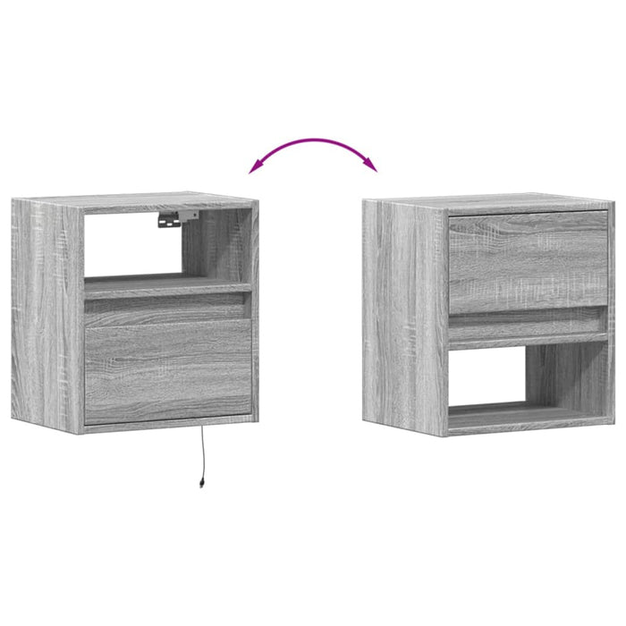 Comodă TV de perete cu LED, 2 buc, gri sonoma, 41x31x45 cm - WALTI WALTI